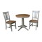 International Concepts Round 30 in Rd Top Pedestal Table, 2 San Remo Chairs, Hickory/Stone, 30 in W, 30 in L, 29.9 in H K41-30RT-27B-C10-2 - alternate 1